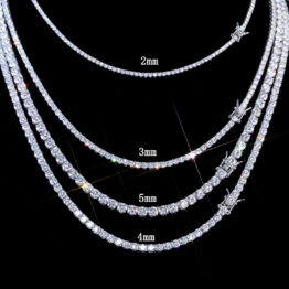 European and American cross-border 3mm moissanite tennis chain s925 sterling silver necklace, a light luxury and niche men's jewelry accessory