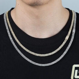 European and American cross-border 6mms925 silver single-row moissanite Cuban necklace, high-end accessory men's necklace