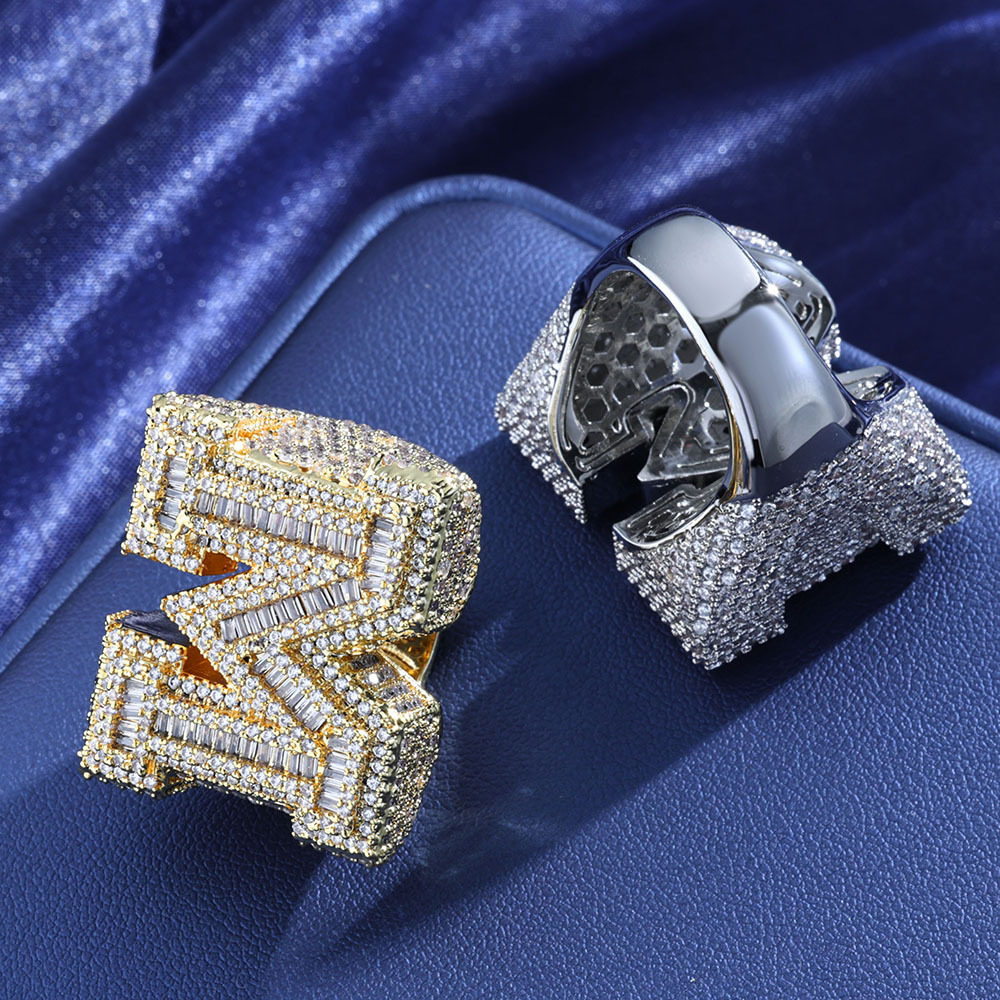 Custom-made s925 silver moissanite English letter ring for women, a niche and high-end accessory ring from Europe and America