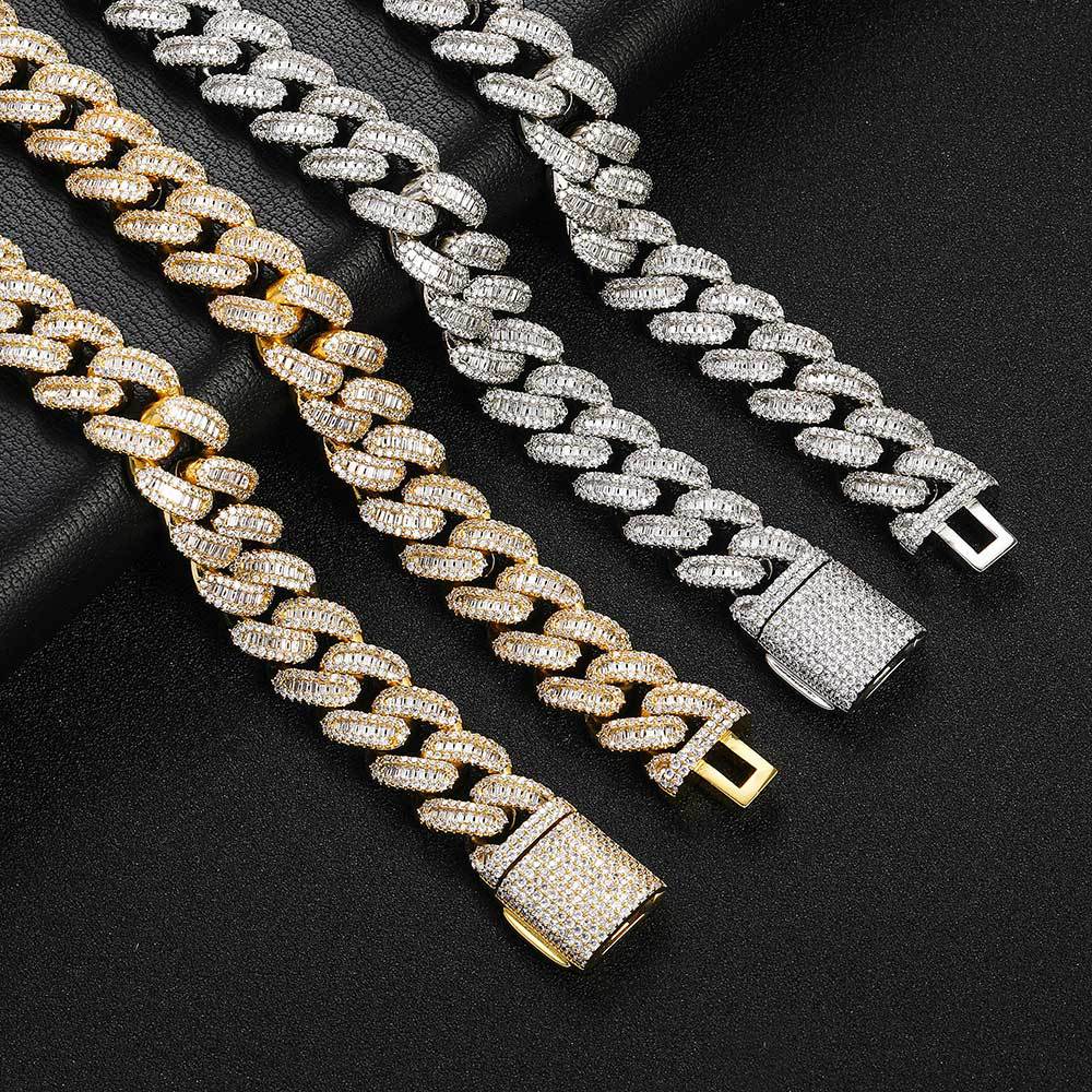 A cross-border 15MS 925 silver Cuban chain with T-square moissanite bracelet from Europe and America, exuding a light luxury and high-end charm - Image 6