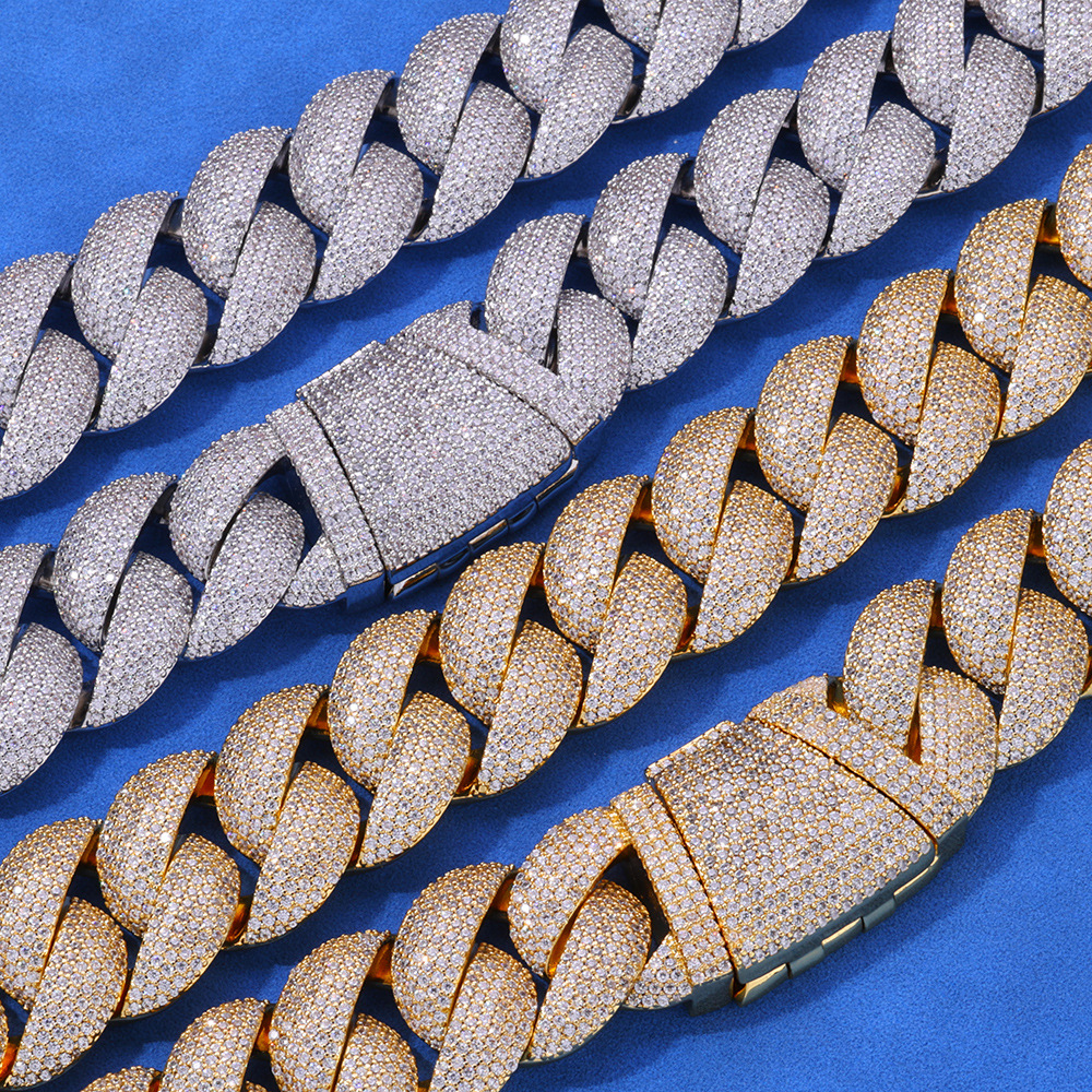 Custom-made 24MS 925 silver bubble Cuban chain Zircon necklace with a light luxury and high-end feel, cross-border from Europe and America - Image 6