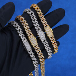 European and American cross-border 8mms925 sterling silver necklace, single-row zircon Cuban chain jewelry, high-end women's jewelry