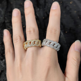Wholesale of 10mm bubble Cuban ring, a trendy brand with a full zircon personality, cross-border accessories from Europe and America
