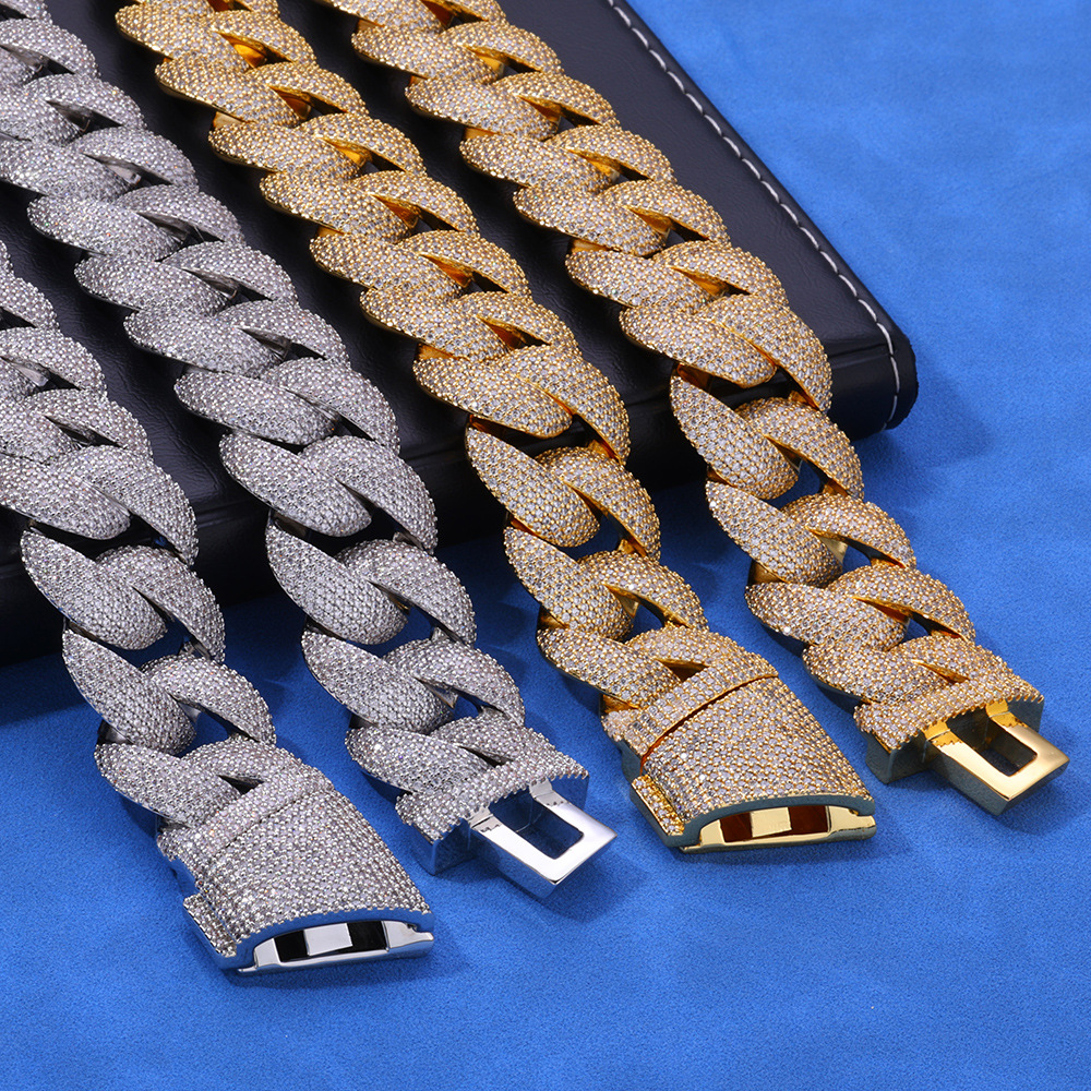 Custom-made 24MS 925 silver bubble Cuban chain Zircon necklace with a light luxury and high-end feel, cross-border from Europe and America - Image 5