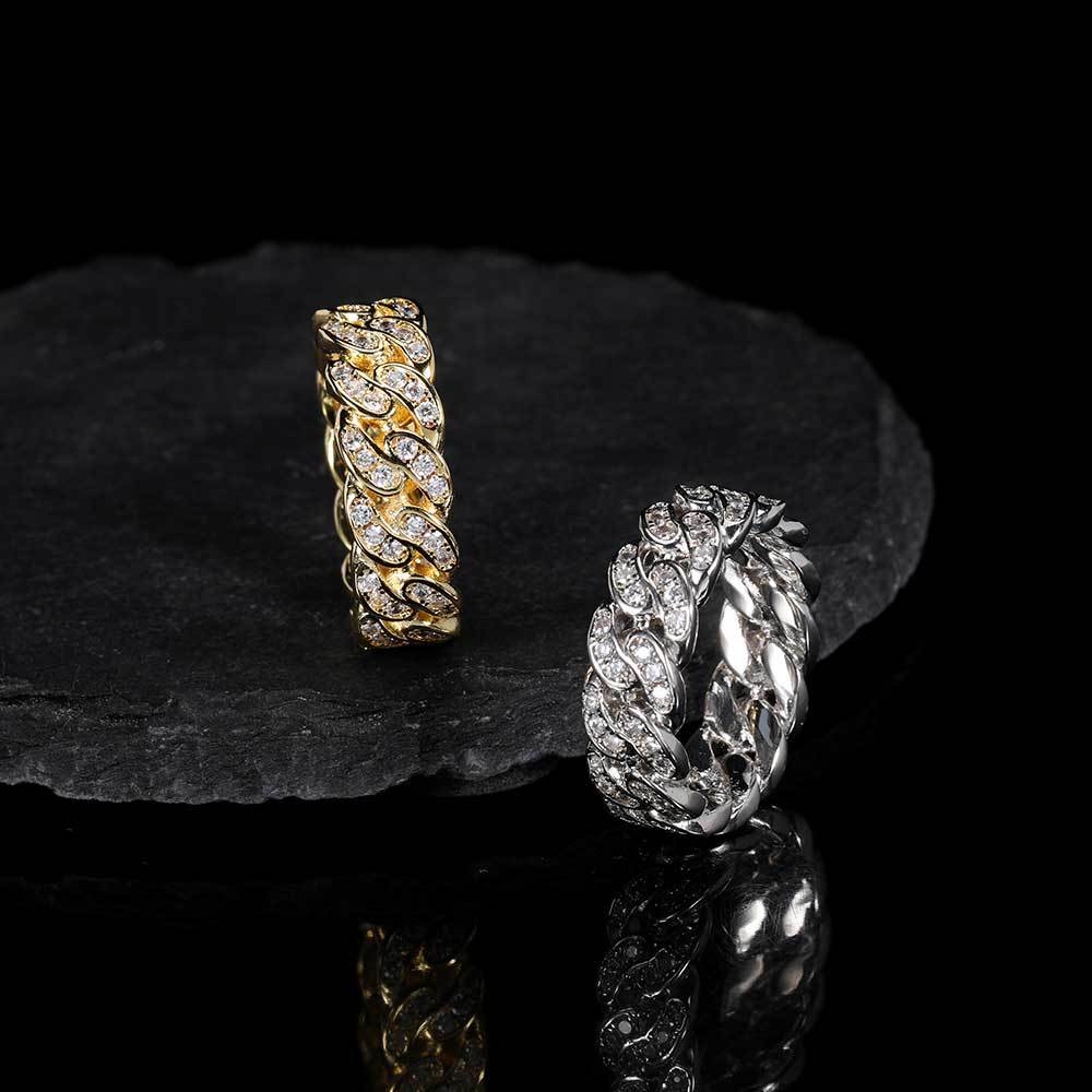 Cross-border European and American bestsellers: 8mm single-row zircon Cuban ring, popular 18K gold men's ring wholesale - Image 5