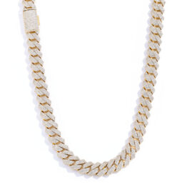 Custom-made men's four-row zircon diamond-shaped Cuban chain with a 15mms925 cross-border flip-top buckle from Europe and America