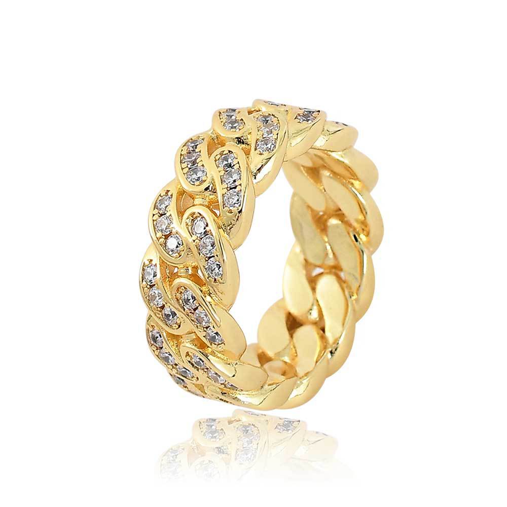 Cross-border European and American bestsellers: 8mm single-row zircon Cuban ring, popular 18K gold men's ring wholesale - Image 4
