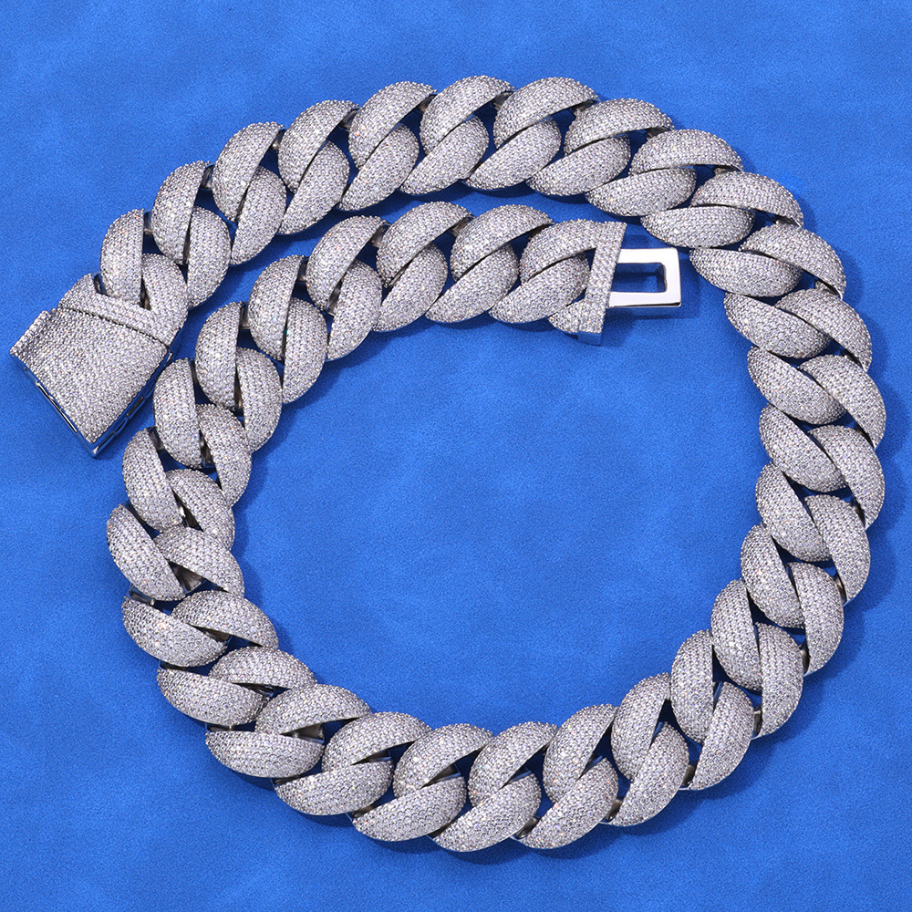 Custom-made 24MS 925 silver bubble Cuban chain Zircon necklace with a light luxury and high-end feel, cross-border from Europe and America - Image 3