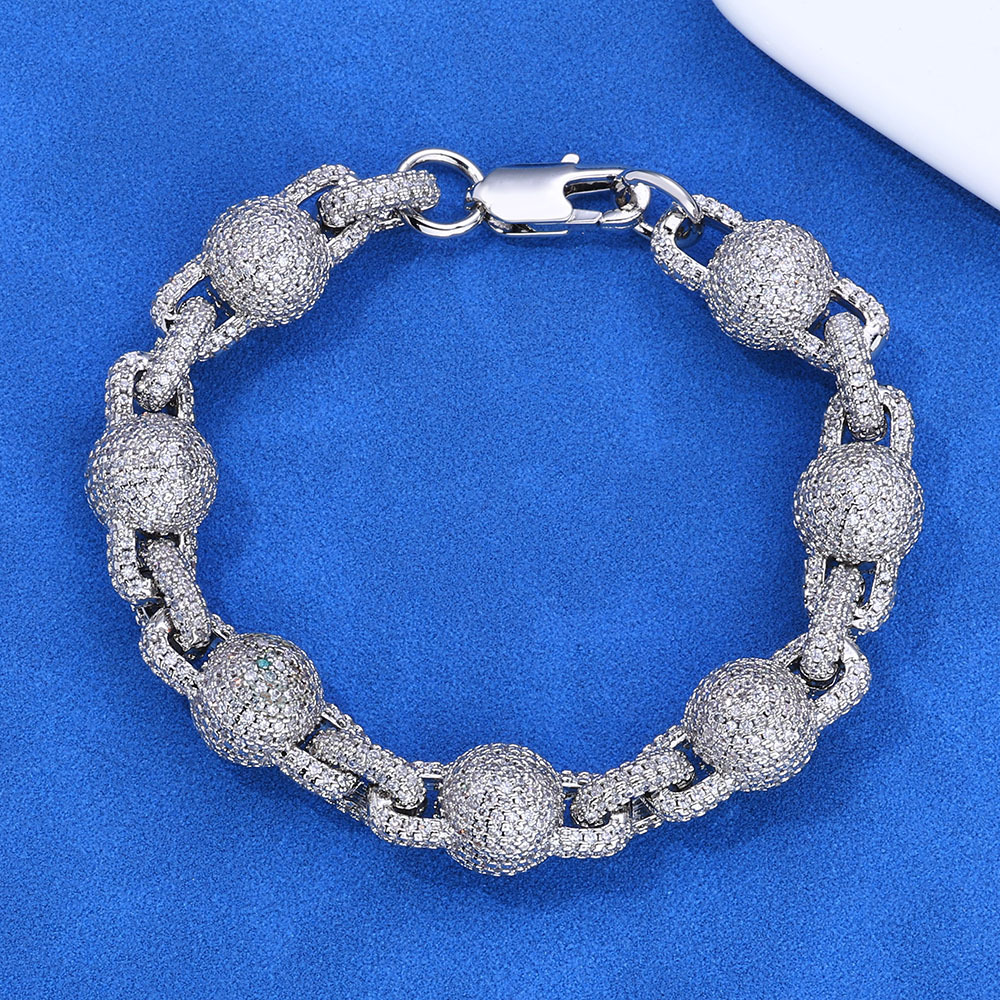 The s925 silver moissanite bubble bead chain bracelet from Europe and America is a best-selling accessory for men - Image 2