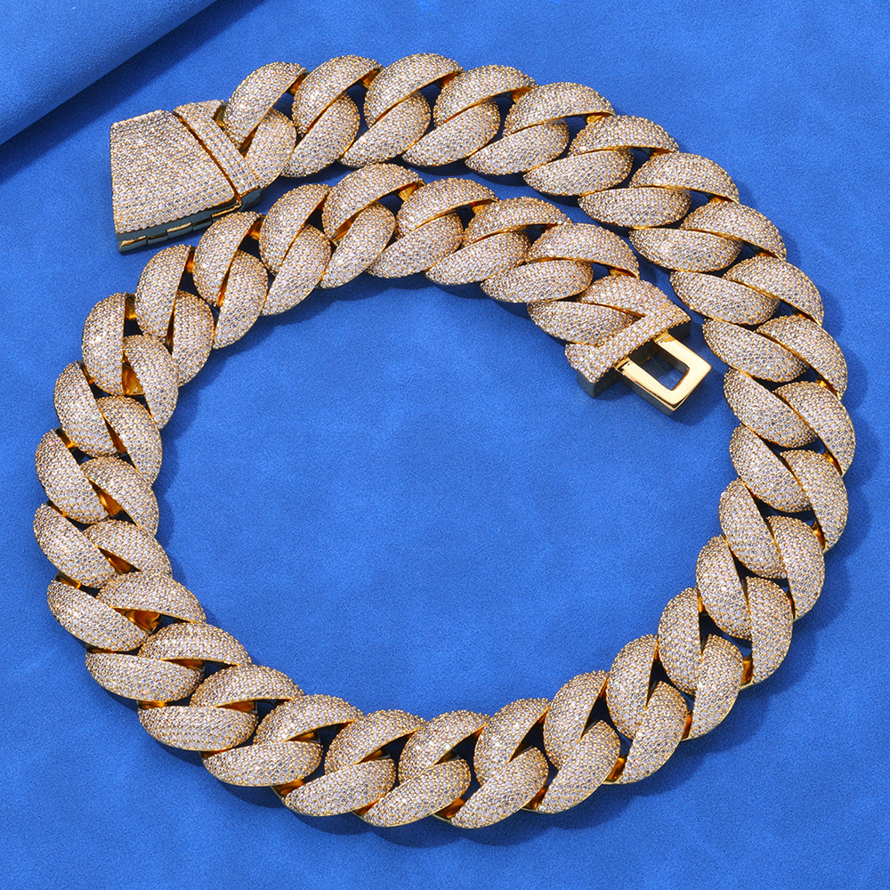 Custom-made 24MS 925 silver bubble Cuban chain Zircon necklace with a light luxury and high-end feel, cross-border from Europe and America - Image 2