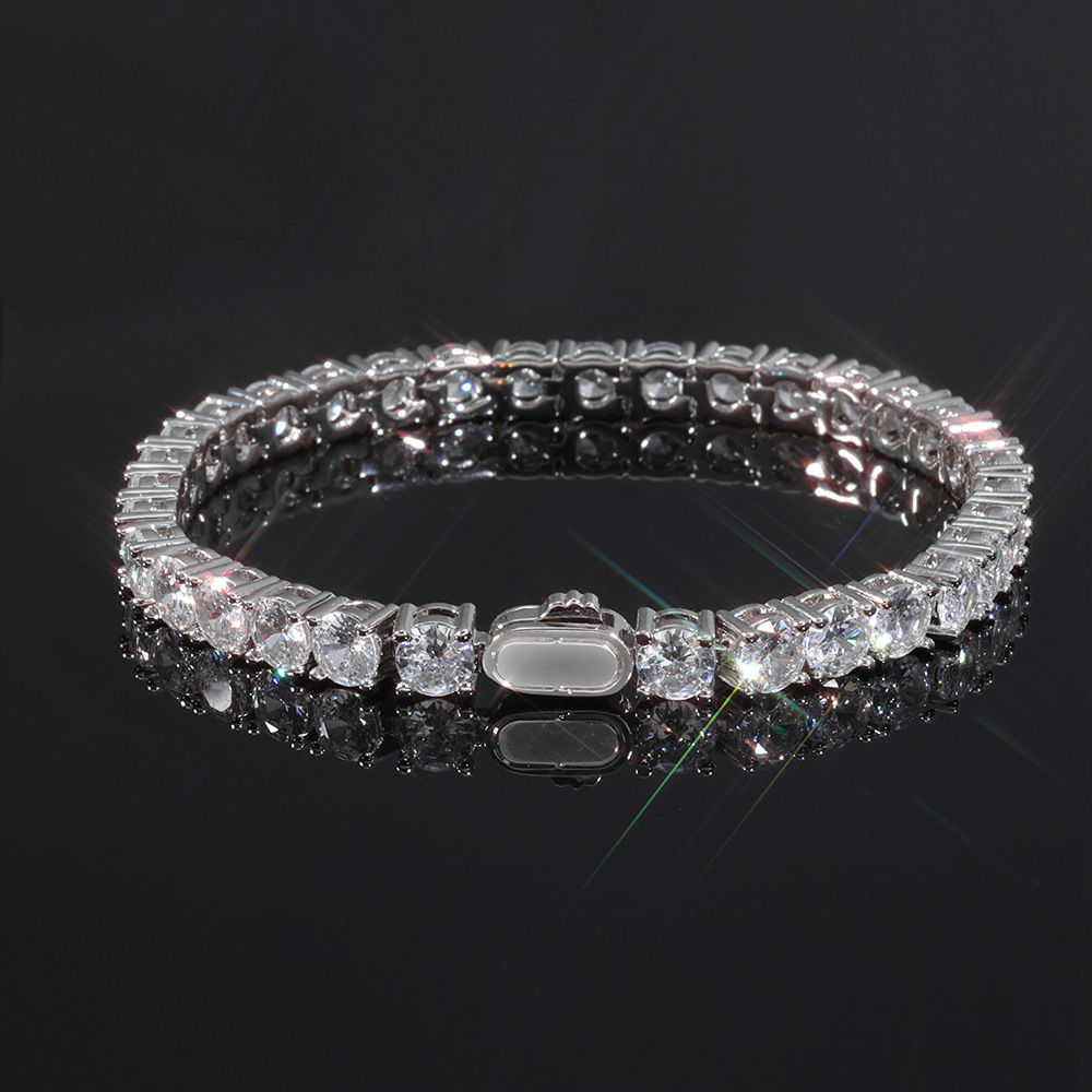 European and American cross-border s925 silver moissanite tennis chain, pure silver bracelet, light luxury and high-end men's accessories customization - Image 3