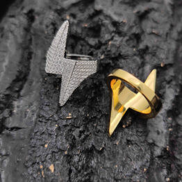 European and American cross-border jewelry zircon lightning ring, light luxury women's high-end sense, exaggerated personality, full diamond men's ring