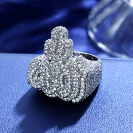 Wholesale of high-end, fashionable and trendy zirconia rings in the shape of fire symbols from Europe and America for men